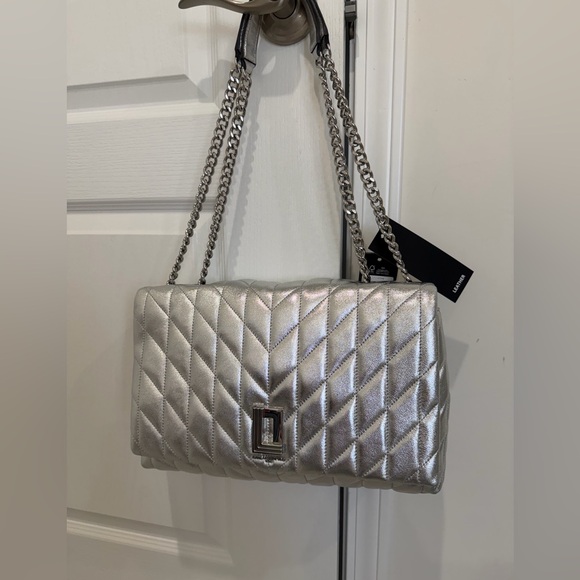 Karl Lagerfeld Handbags - Karl Lagerfeld Silver Quilted Leather Shoulder Bag